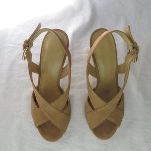 Michael Kors Sandals Heels Suede Tan, Size 6, 36